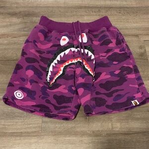 Bape Purple Camo Shark Men Shorts